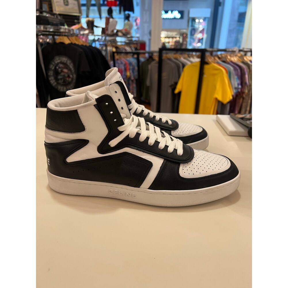Celine CT-01 Z Black White Leather Trainer Sneaker Size 43